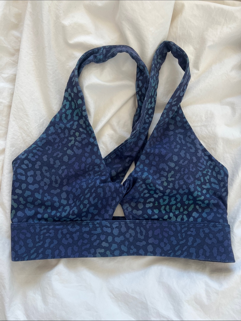 Fabletics Navy Blue Animal-Print Sports Bra & Legging Set - Picture 2 of 10